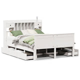 White library bed without mattress 160x200 cm solid pine wood