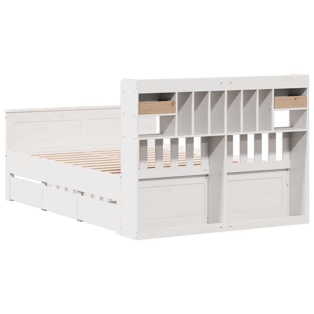 White library bed without mattress 160x200 cm solid pine wood