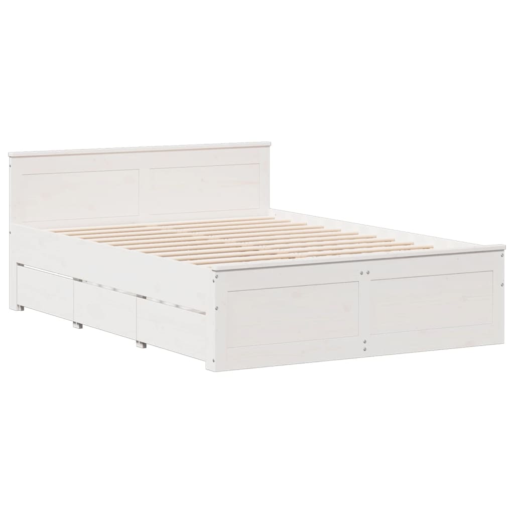 White library bed without mattress 160x200 cm solid pine wood