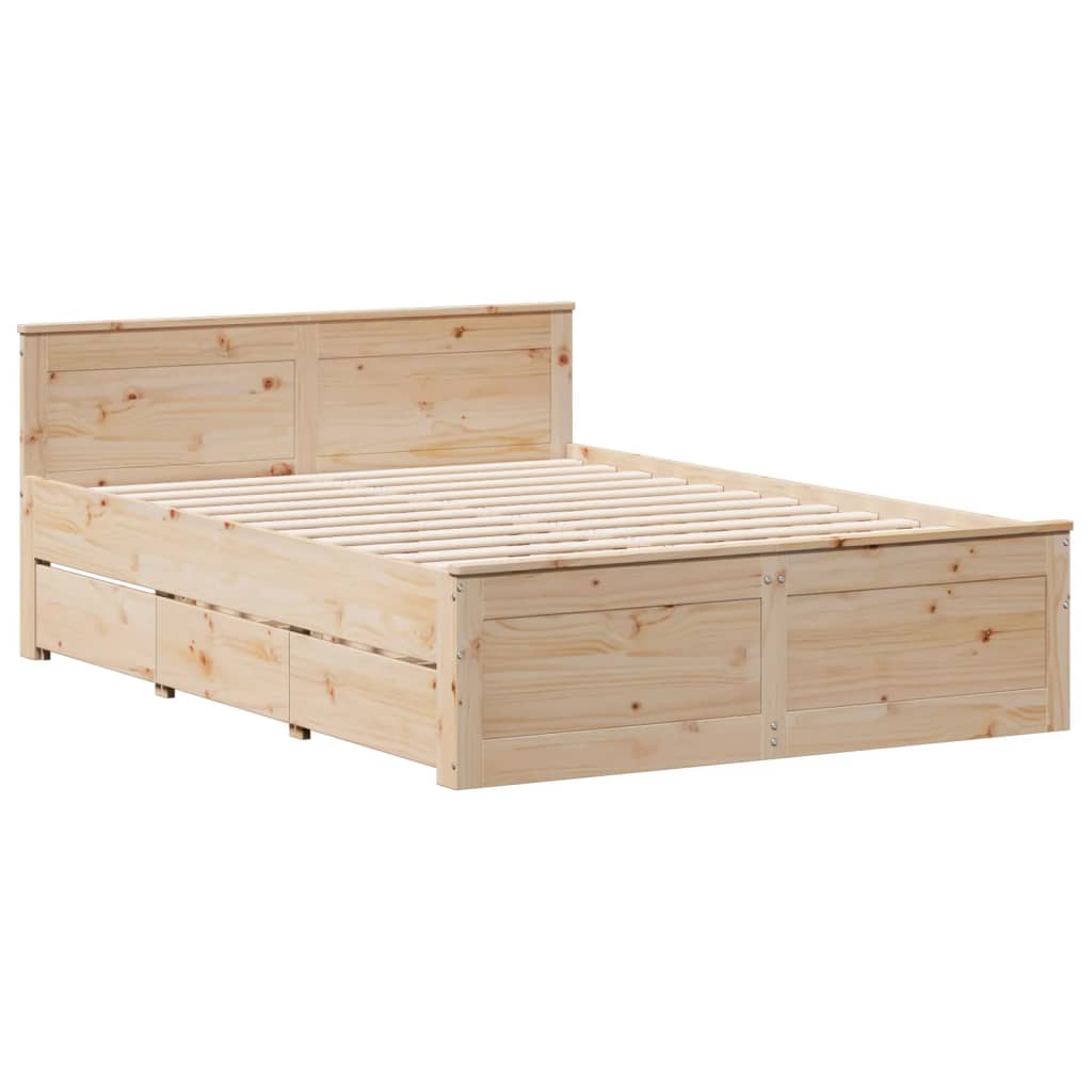 Lit bibliothèque sans matelas 150x200 cm bois massif de pin