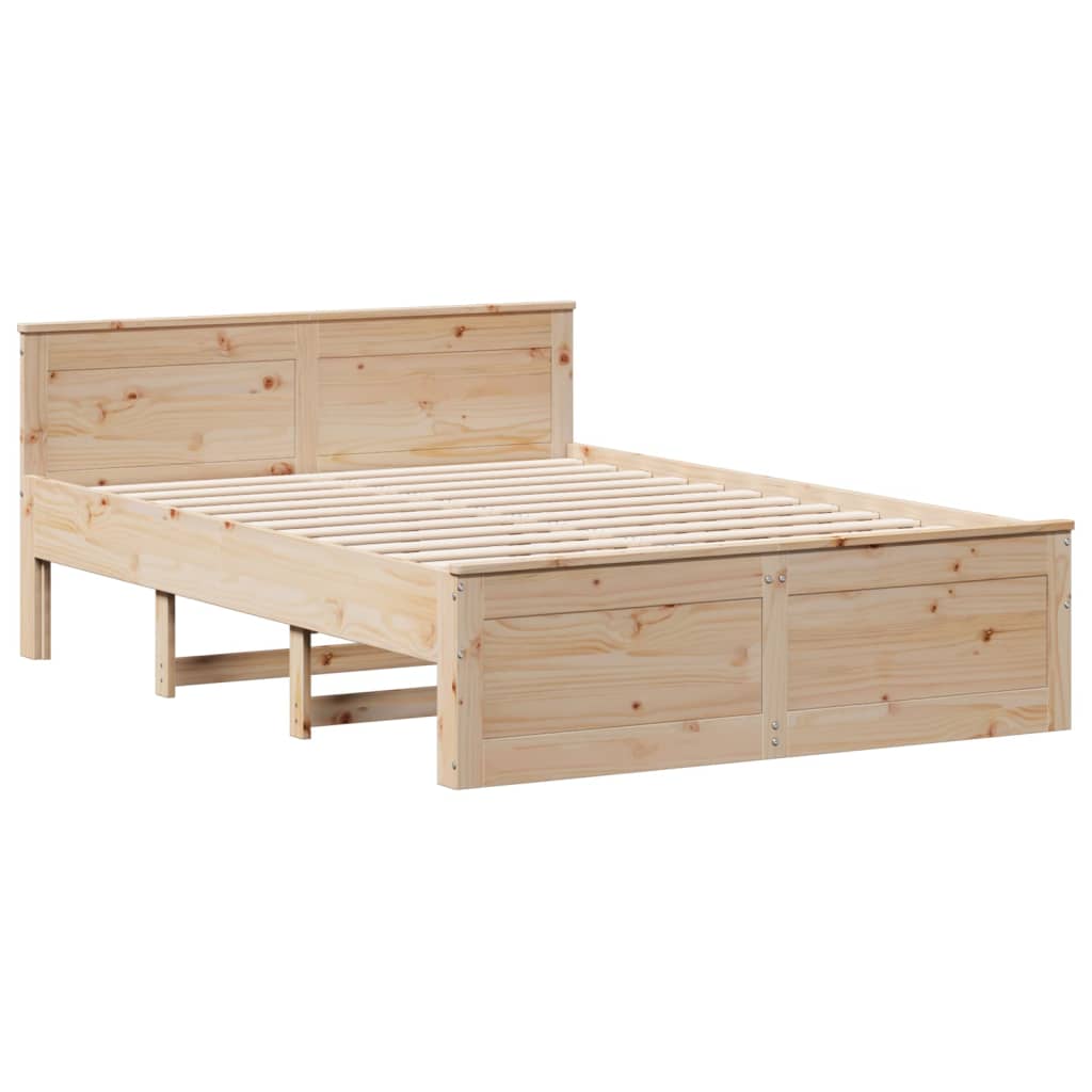 Lit bibliothèque sans matelas 150x200 cm bois massif de pin