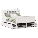 White library bed without mattress 150x200 cm solid pine wood