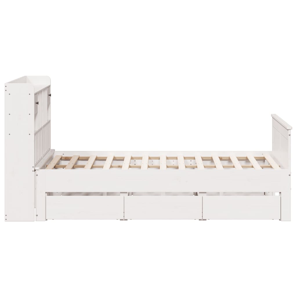 White library bed without mattress 150x200 cm solid pine wood