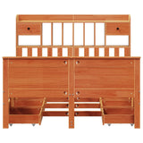 Library bed without brown wax mattress 150x200 cm solid pine