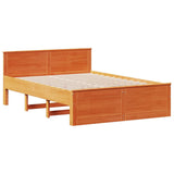 Library bed without brown wax mattress 150x200 cm solid pine