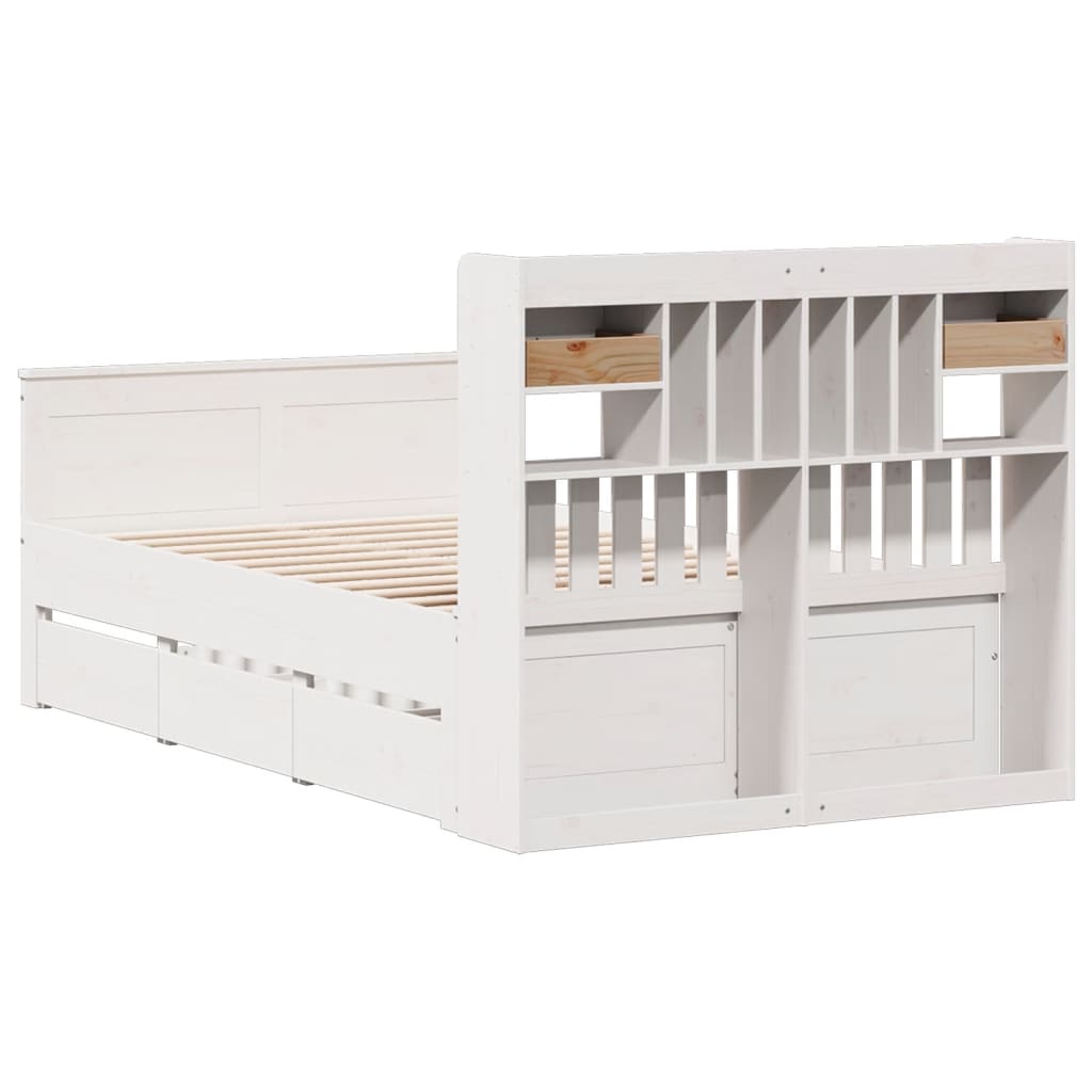 White library bed without mattress 120x200 cm solid pine wood