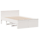 White library bed without mattress 120x200 cm solid pine wood