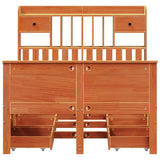 Library bed without brown wax mattress 120x200 cm solid pine