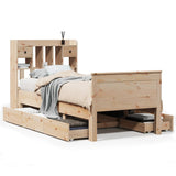 Library bed without mattress 90x200 cm solid pine wood