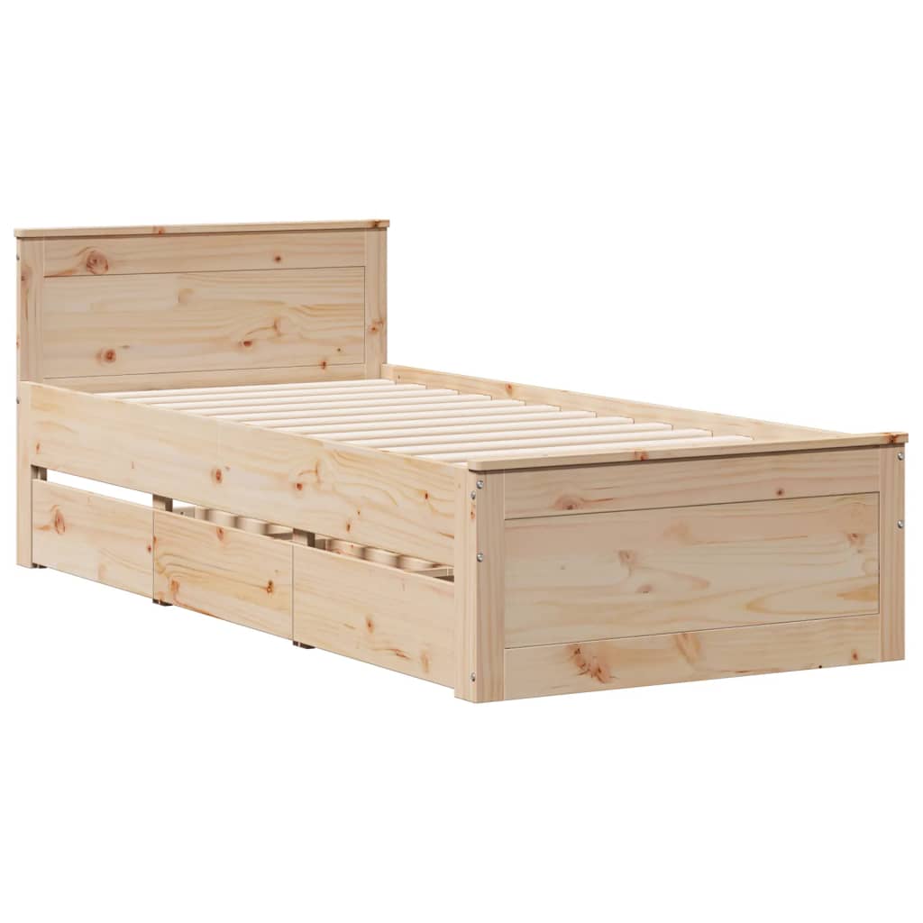 Library bed without mattress 90x200 cm solid pine wood