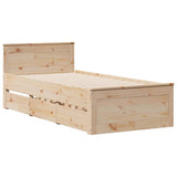 Library bed without mattress 90x200 cm solid pine wood