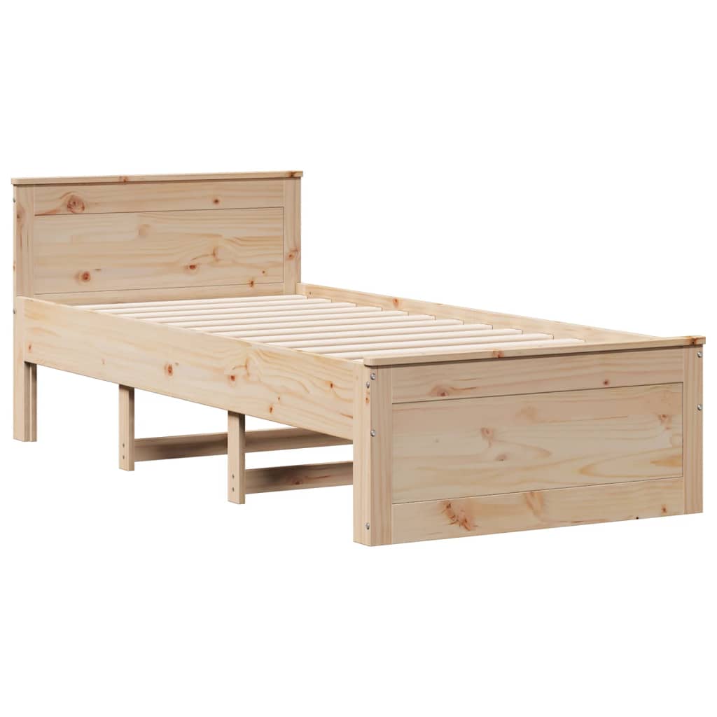 Library bed without mattress 90x200 cm solid pine wood