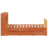 Bookcase bed without brown wax mattress 140x190 cm solid pine