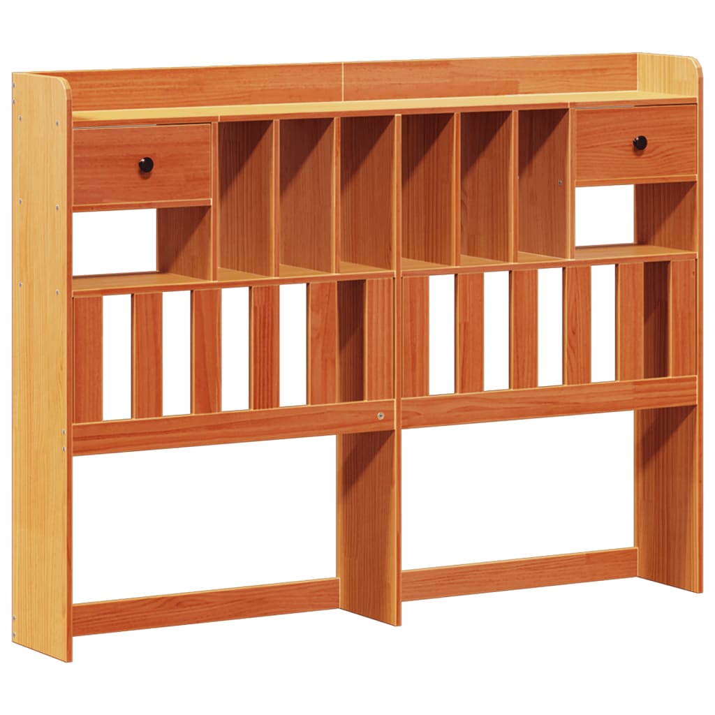 Bookcase bed without brown wax mattress 140x190 cm solid pine