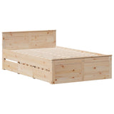 Library bed without mattress 135x190 cm solid pine wood