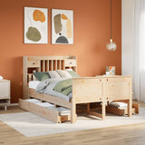 Library bed without mattress 135x190 cm solid pine wood