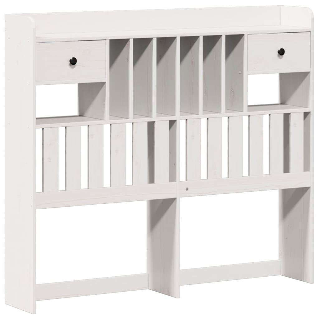 Lit bibliothèque sans matelas blanc 135x190 cm bois pin massif