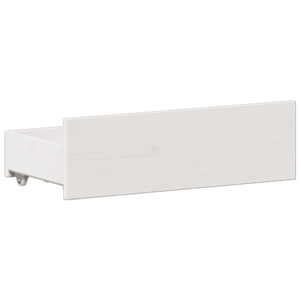 Lit bibliothèque sans matelas blanc 135x190 cm bois pin massif