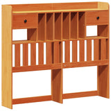 Bookcase bed without brown wax mattress 120x190cm solid pine