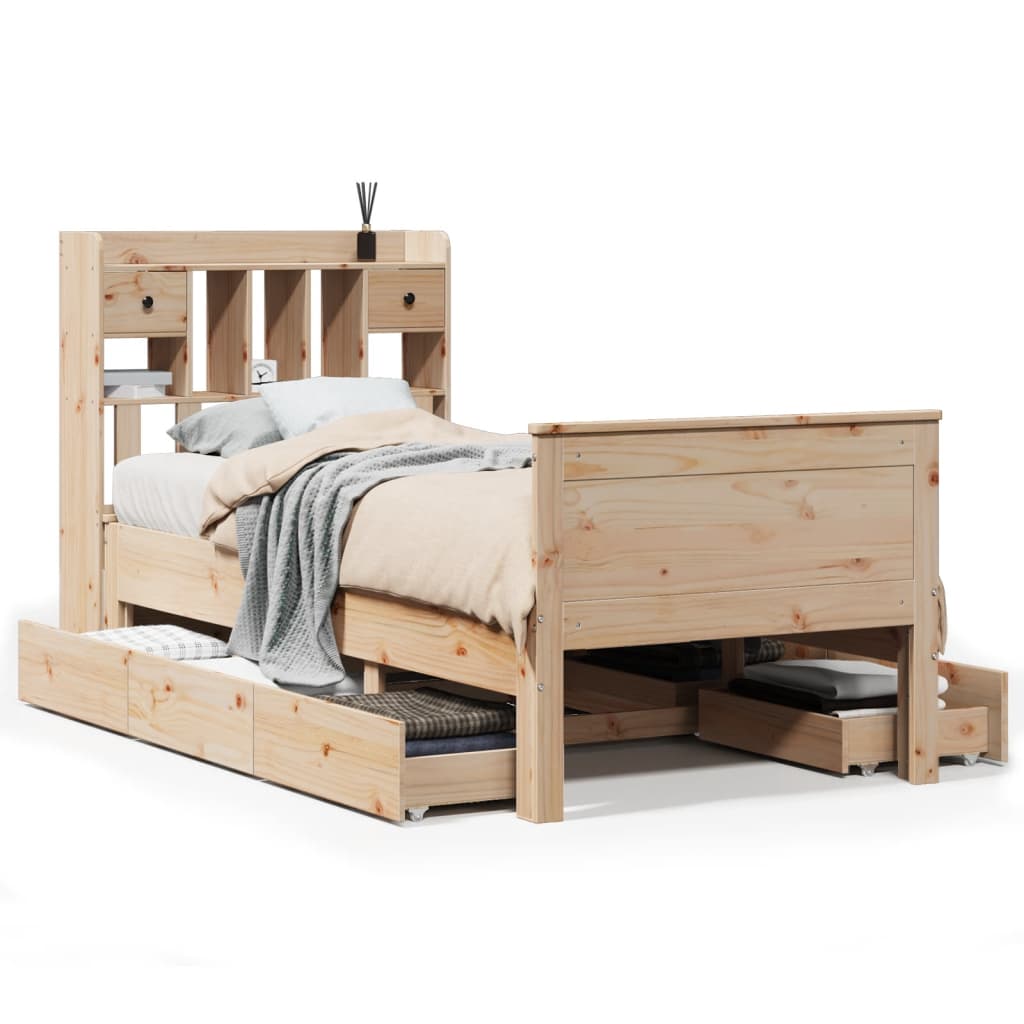 Bookcase bed without mattress 90x190 cm solid pine wood