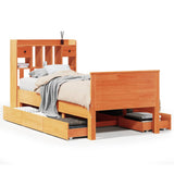 Lit bibliothèque sans matelas cire marron 90x190 cm pin massif