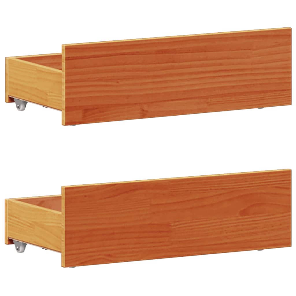 Lit bibliothèque sans matelas cire marron 90x190 cm pin massif