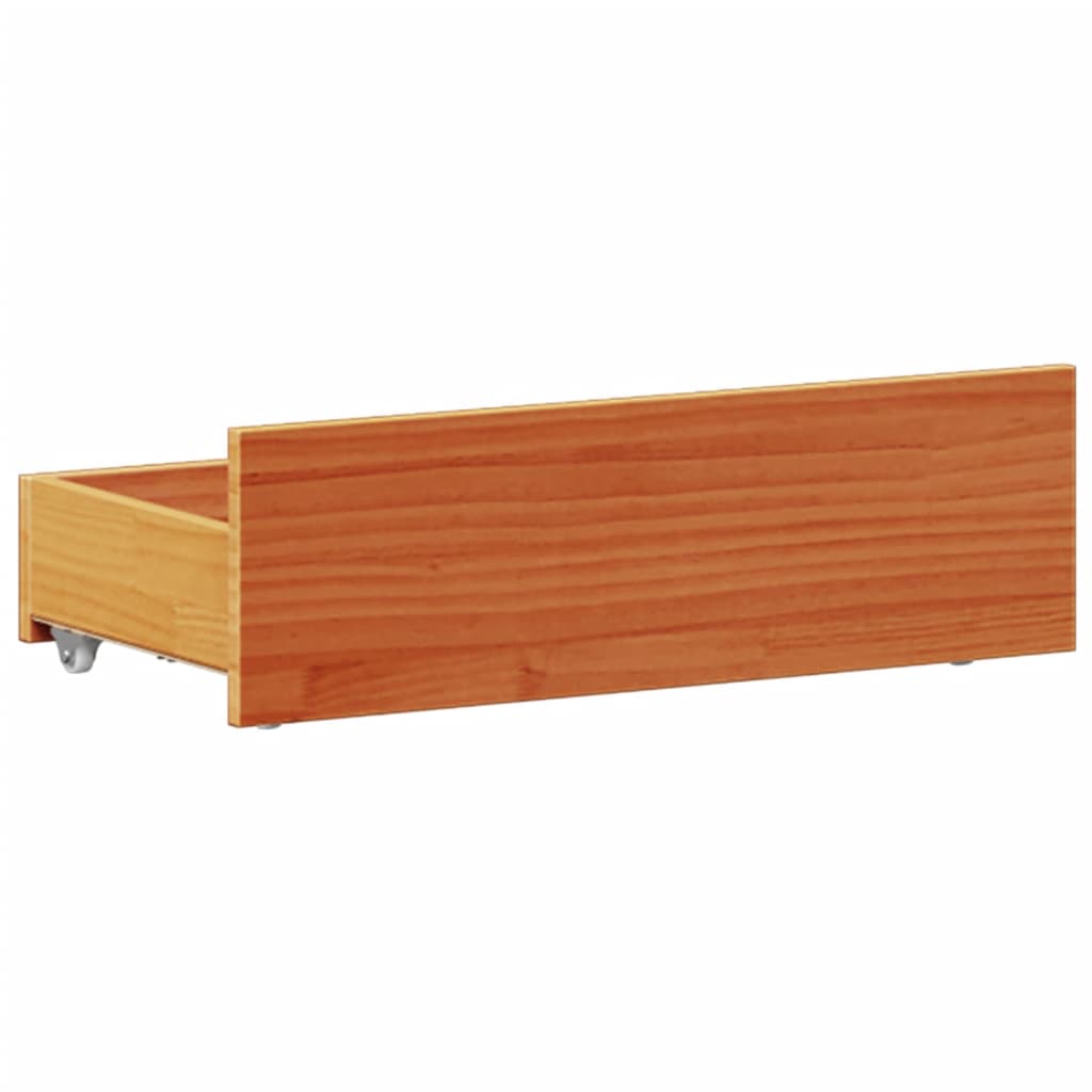 Lit bibliothèque sans matelas cire marron 90x190 cm pin massif