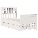 White library bed without mattress 75x190cm solid pine wood