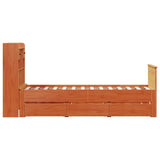 Bookcase bed without brown wax mattress 75x190 cm solid pine