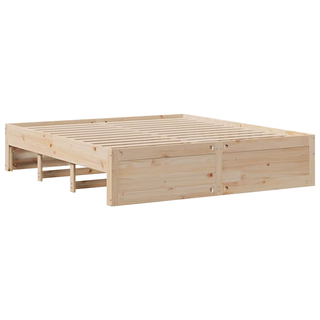 Lit bibliothèque sans matelas 200x200 cm bois massif de pin