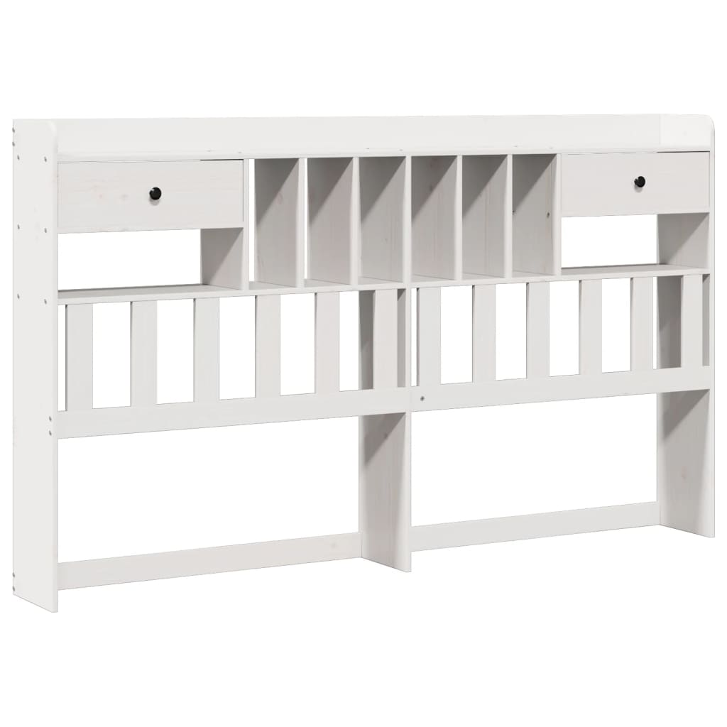 Lit bibliothèque sans matelas blanc 200x200 cm bois pin massif