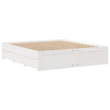 Lit bibliothèque sans matelas blanc 200x200 cm bois pin massif