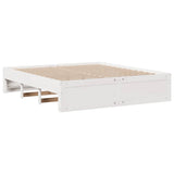 Lit bibliothèque sans matelas blanc 200x200 cm bois pin massif