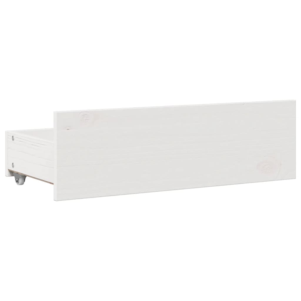 Lit bibliothèque sans matelas blanc 200x200 cm bois pin massif