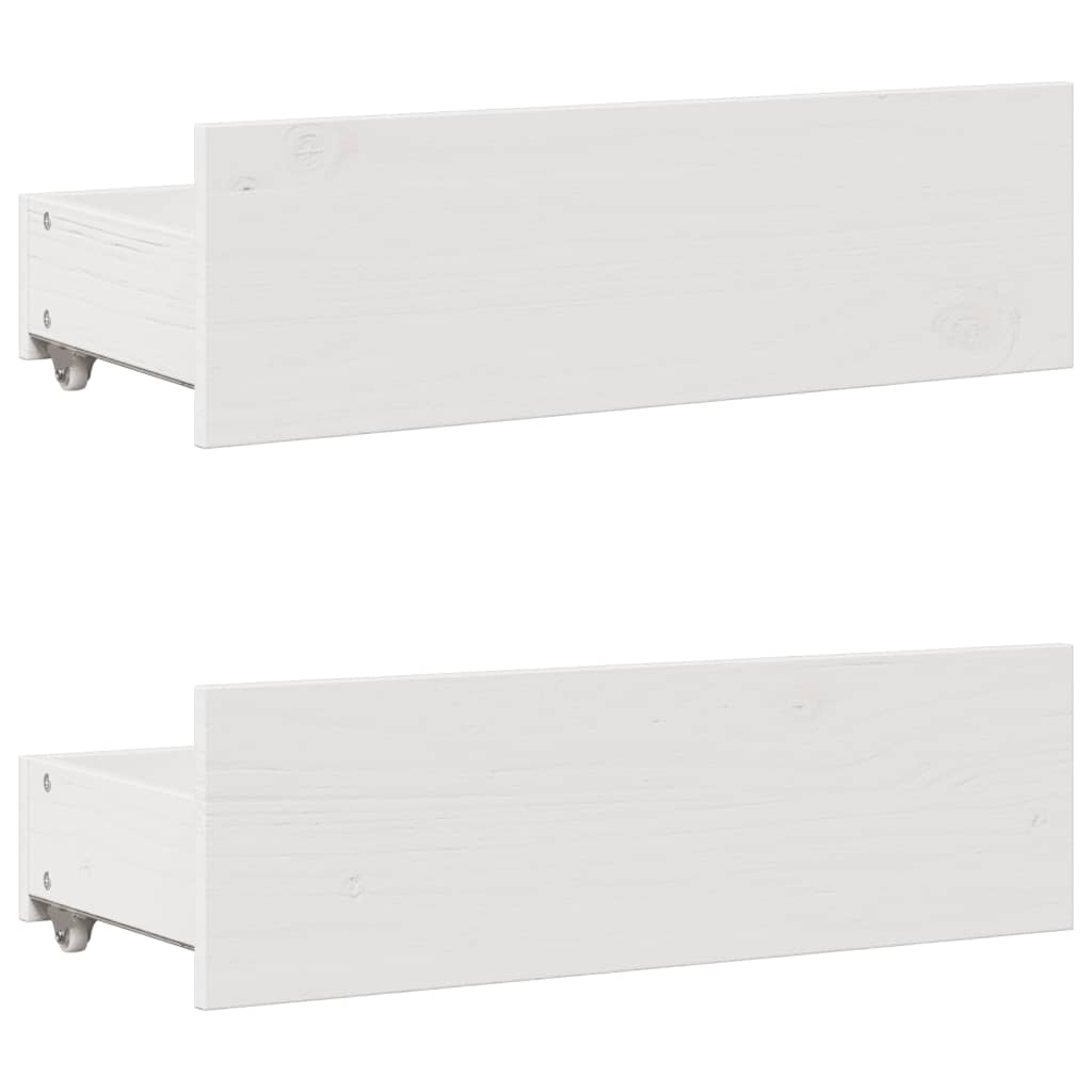 Lit bibliothèque sans matelas blanc 200x200 cm bois pin massif