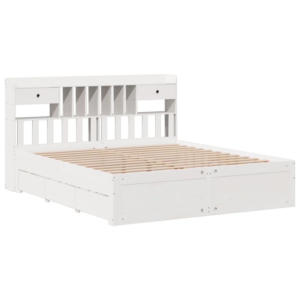 White library bed without mattress 180x200 cm solid pine wood