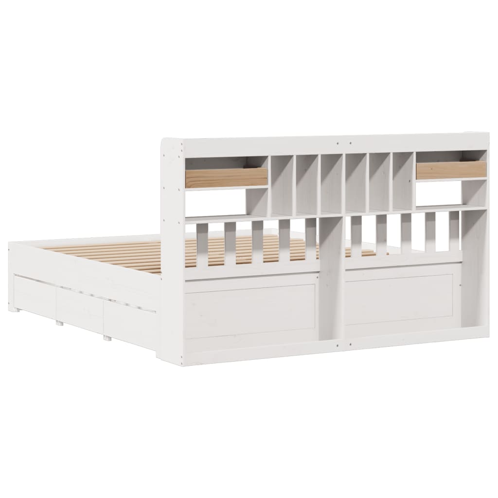 White library bed without mattress 180x200 cm solid pine wood