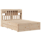 Lit bibliothèque sans matelas 160x200 cm bois massif de pin