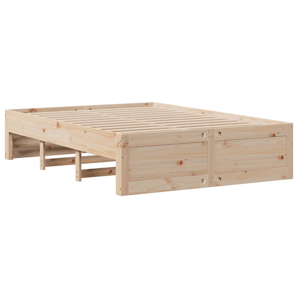 Lit bibliothèque sans matelas 160x200 cm bois massif de pin