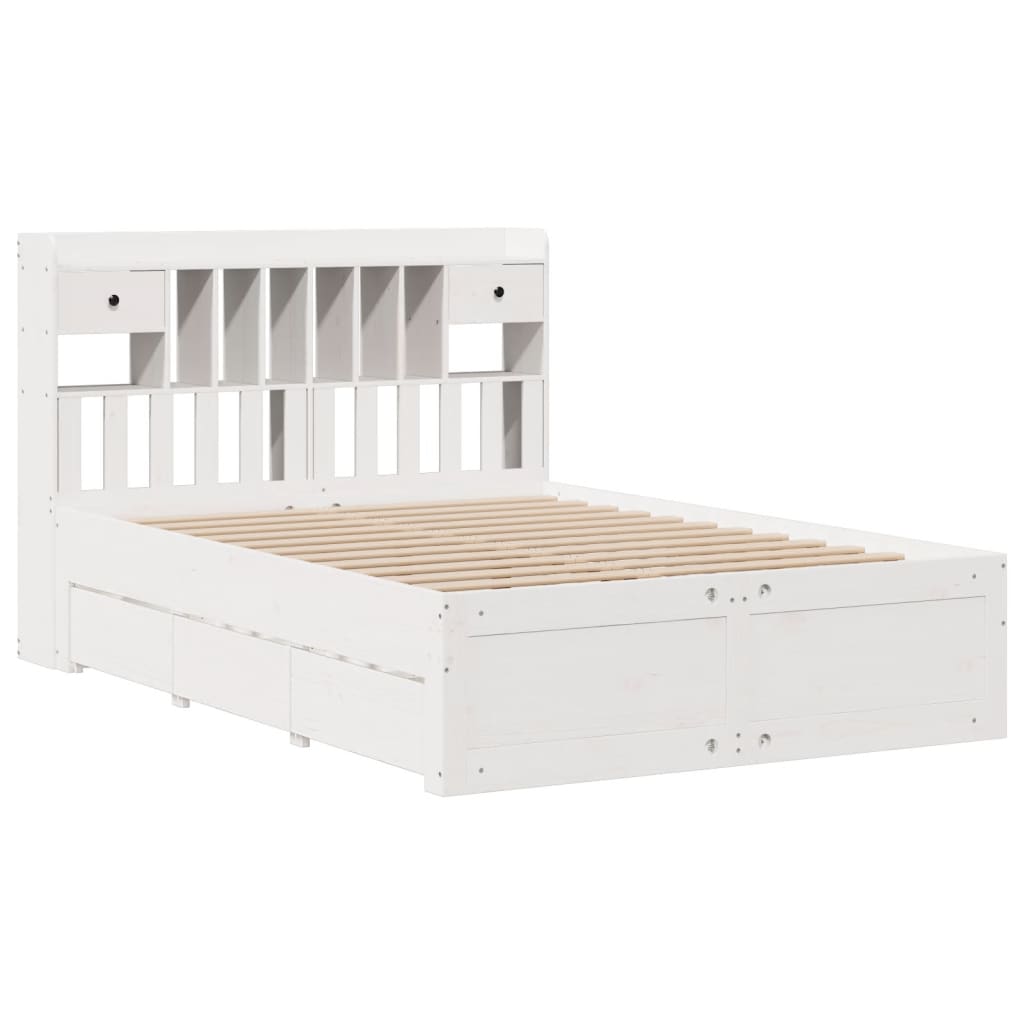 White library bed without mattress 160x200 cm solid pine wood