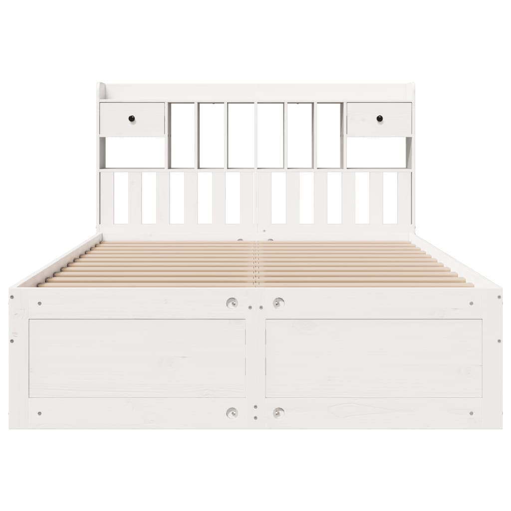 White library bed without mattress 160x200 cm solid pine wood