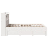 Lit bibliothèque sans matelas blanc 150x200 cm bois pin massif