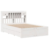 White library bed without mattress 140x200 cm solid pine wood