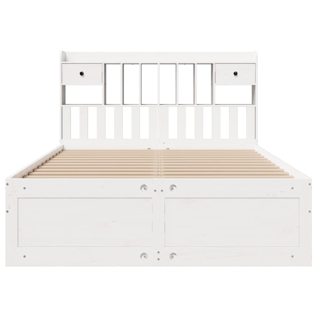 White library bed without mattress 140x200 cm solid pine wood