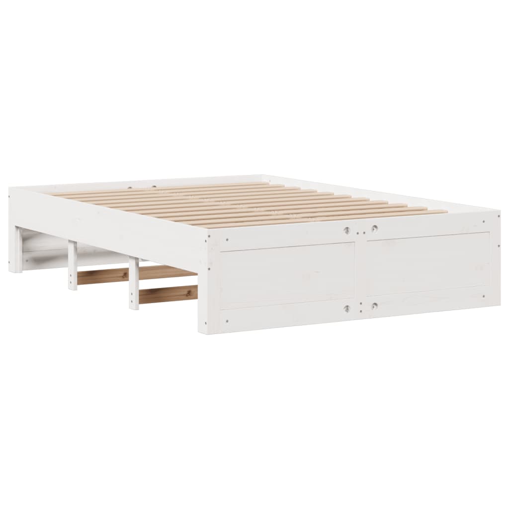 White library bed without mattress 140x200 cm solid pine wood