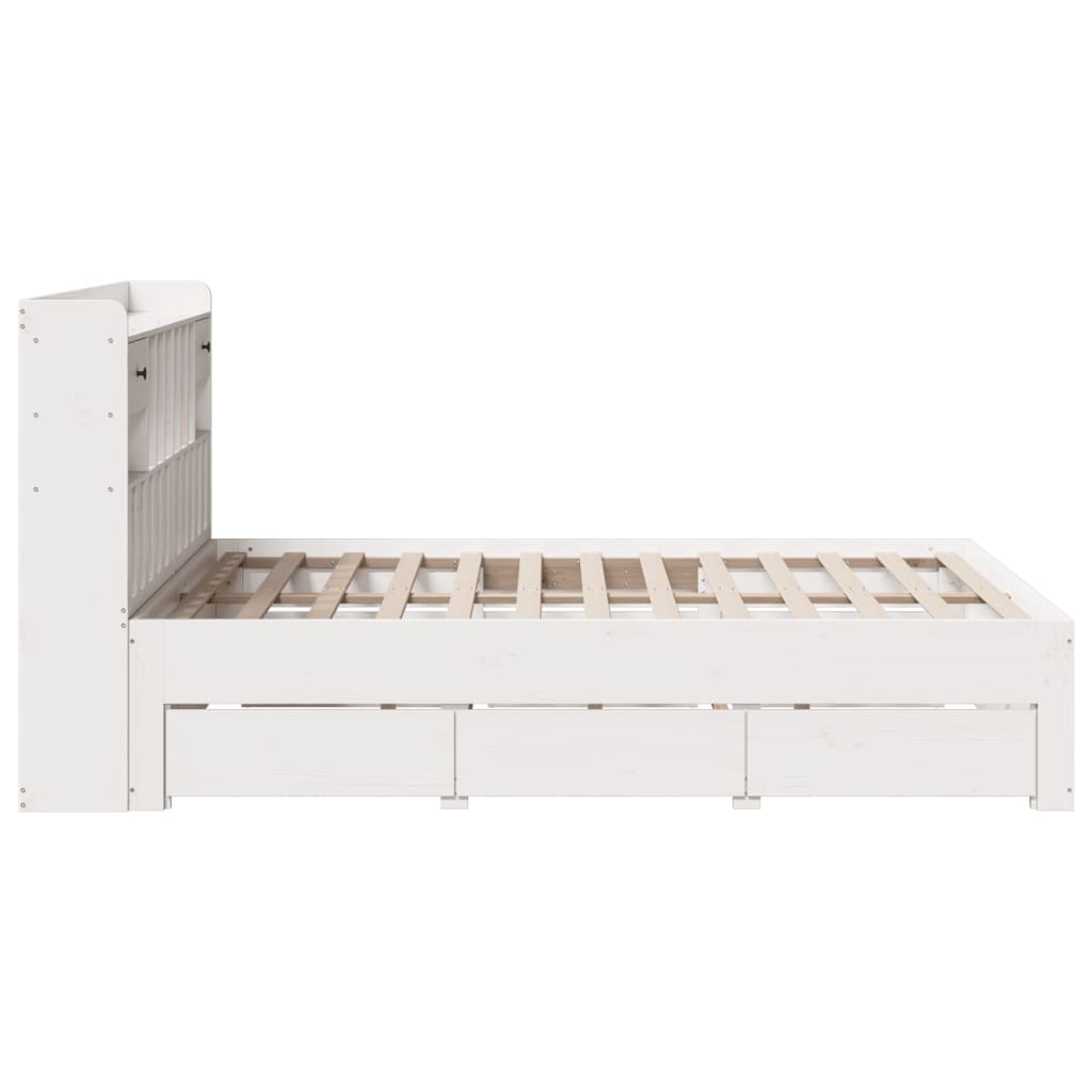 White library bed without mattress 140x200 cm solid pine wood