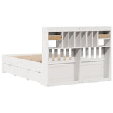 White library bed without mattress 140x200 cm solid pine wood