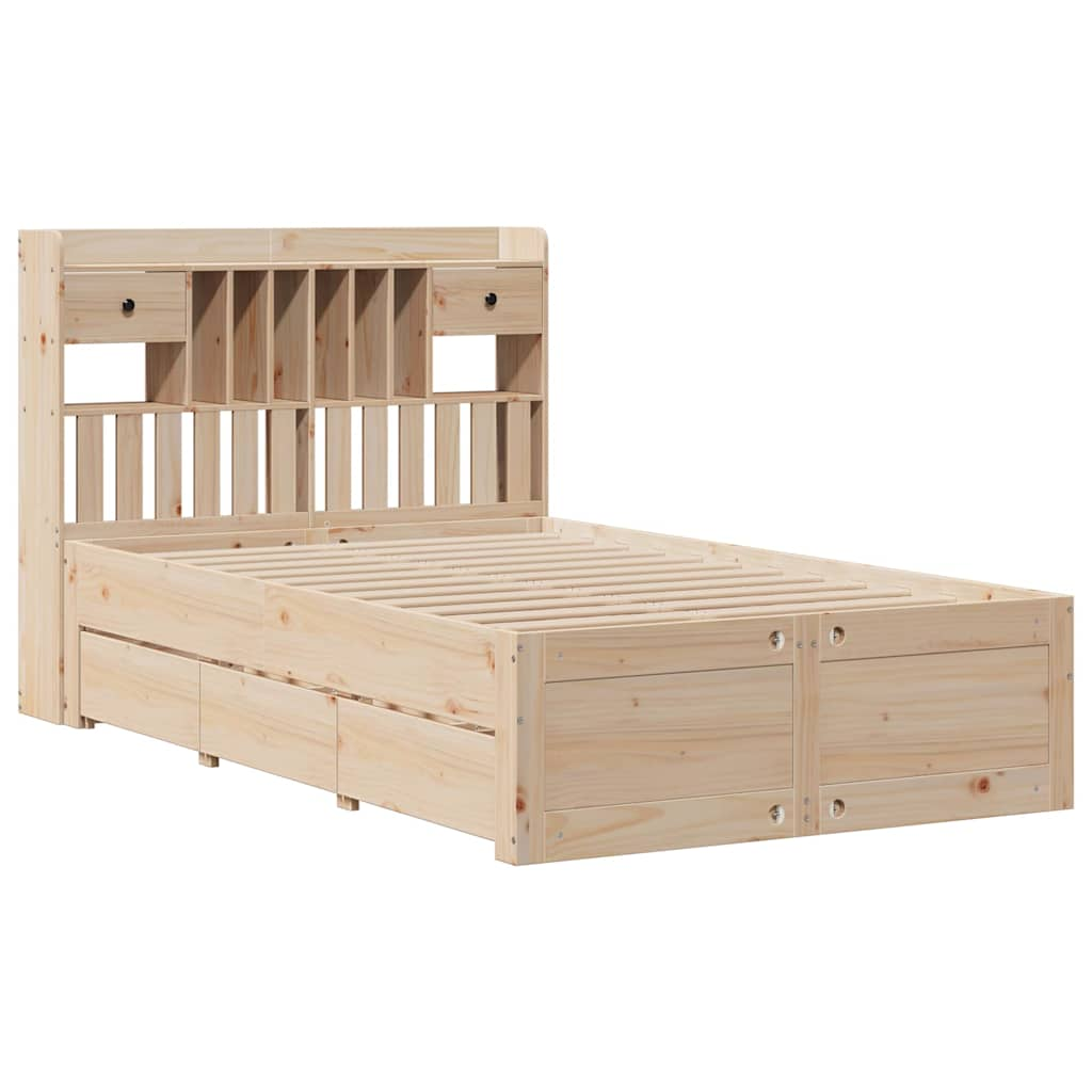 Library bed without mattress 120x200 cm solid pine wood