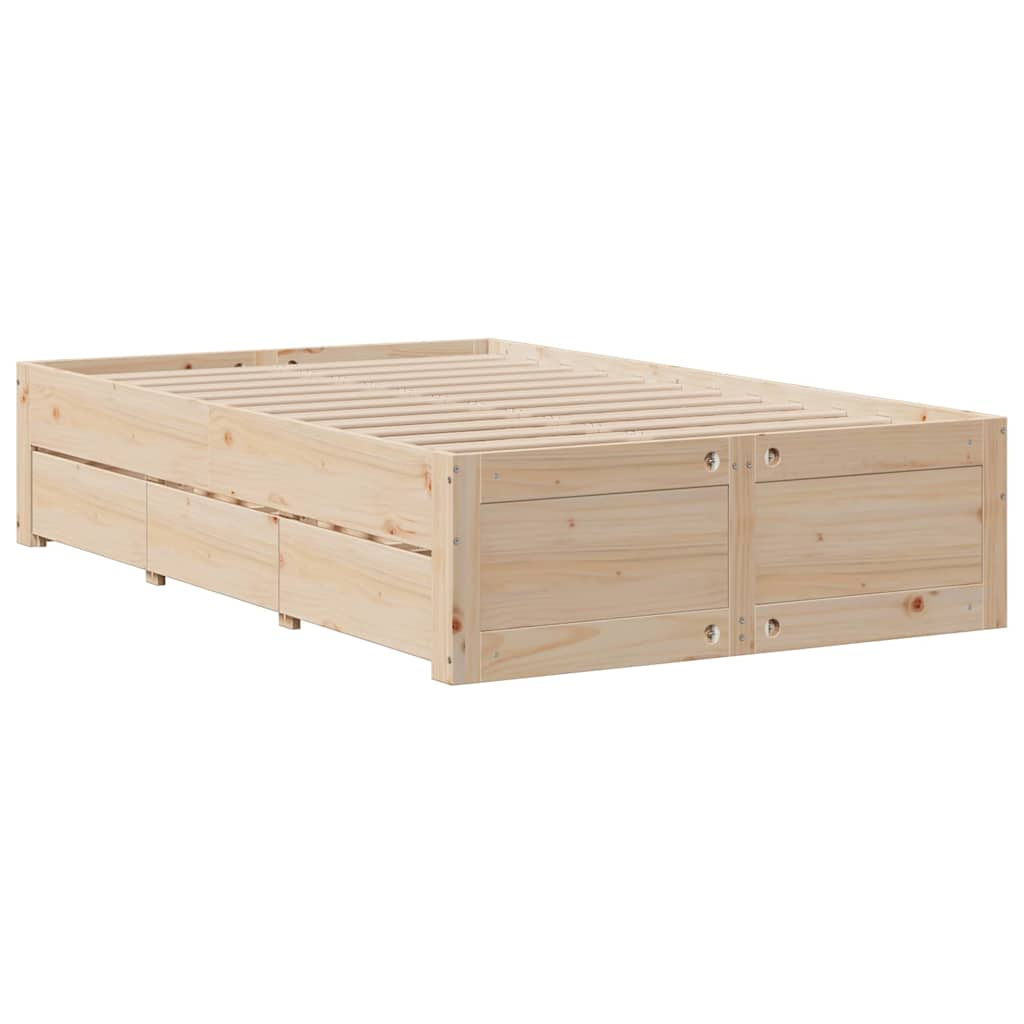 Library bed without mattress 120x200 cm solid pine wood