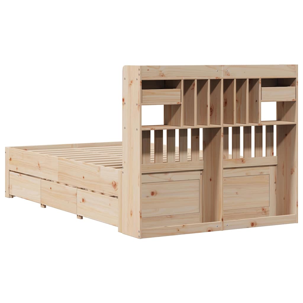 Library bed without mattress 120x200 cm solid pine wood